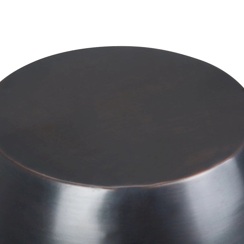 Table d'appoint industrielle ronde en métal avec motif nid d'abeille