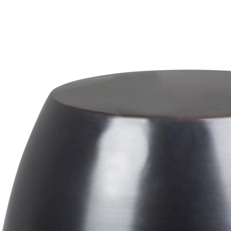 Table d'appoint industrielle ronde en métal avec motif nid d'abeille