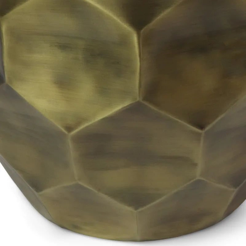 Table d'appoint industrielle ronde en métal avec motif nid d'abeille