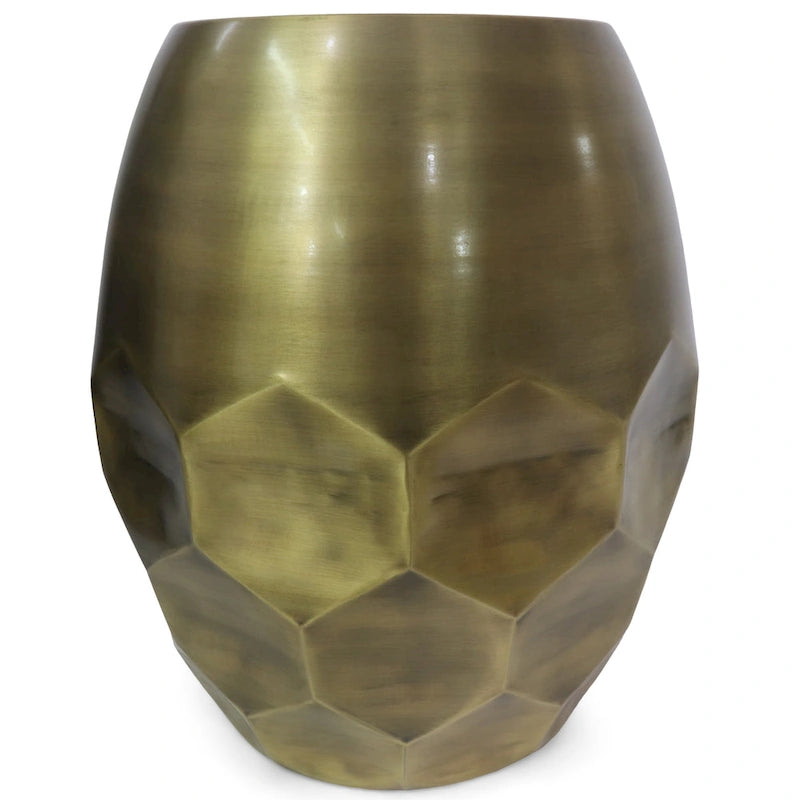 Table d'appoint industrielle ronde en métal avec motif nid d'abeille