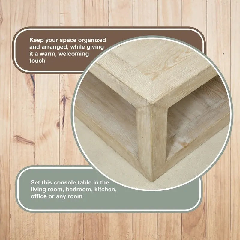 Table basse en bois vieilli blanchi avec étagère inférieure