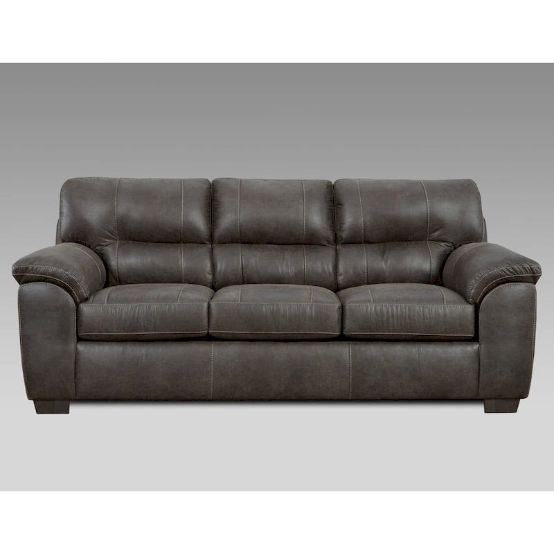 Canapé contemporain avec accoudoirs et surmatelas en similicuir gris