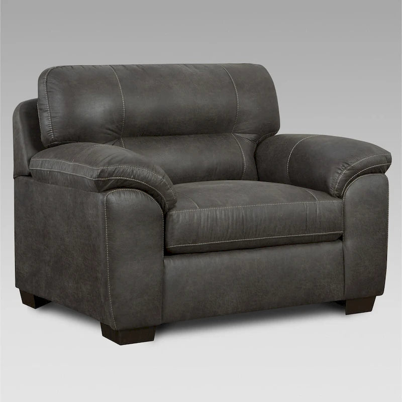 Canapé contemporain avec accoudoirs et surmatelas en similicuir gris