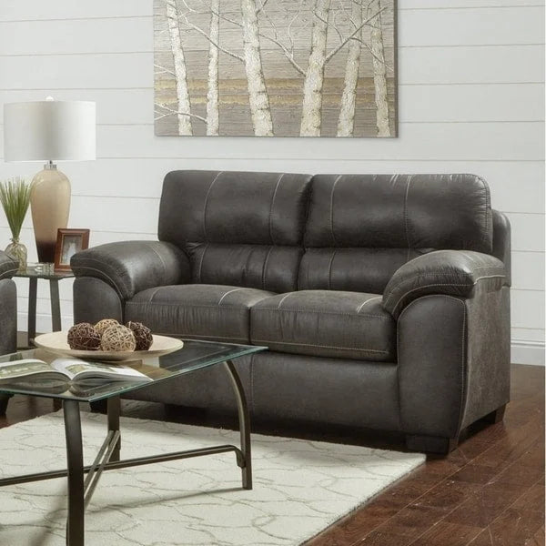 Canapé contemporain avec accoudoirs et surmatelas en similicuir gris