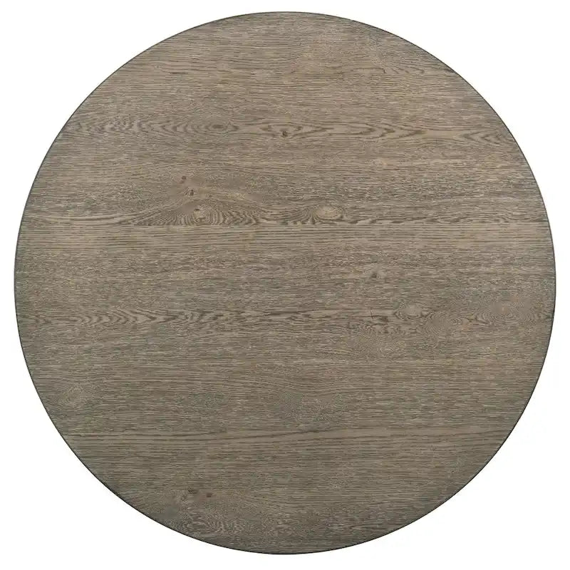 Table à manger ronde de 48 pouces à hauteur de comptoir avec base piédestal à tréteaux de style ferme