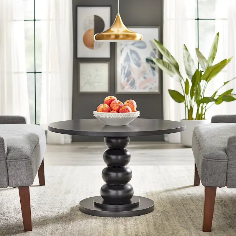 Table basse piédestal Spheres ronde finition noire pour salon