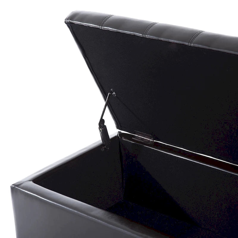 Banc de rangement capitonné en similicuir avec couvercle à charnière