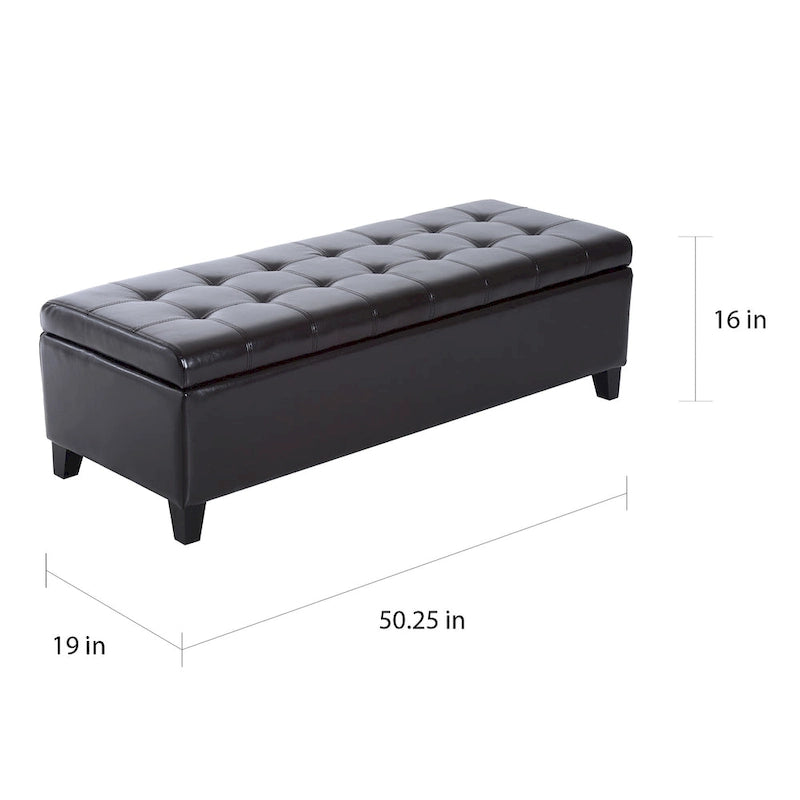 Banc de rangement capitonné en similicuir avec couvercle à charnière