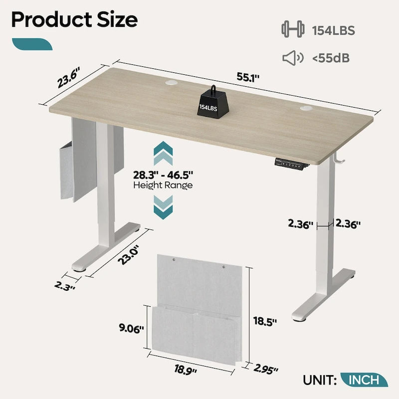 Bureau debout réglable en hauteur électrique avec port USB