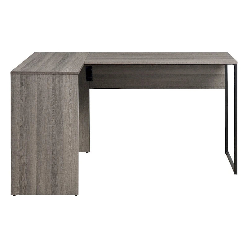 Bureau d'angle en L avec tiroir de rangement et étagères ouvertes