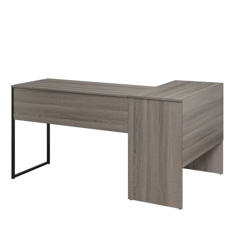 Bureau d'angle en L avec tiroir de rangement et étagères ouvertes