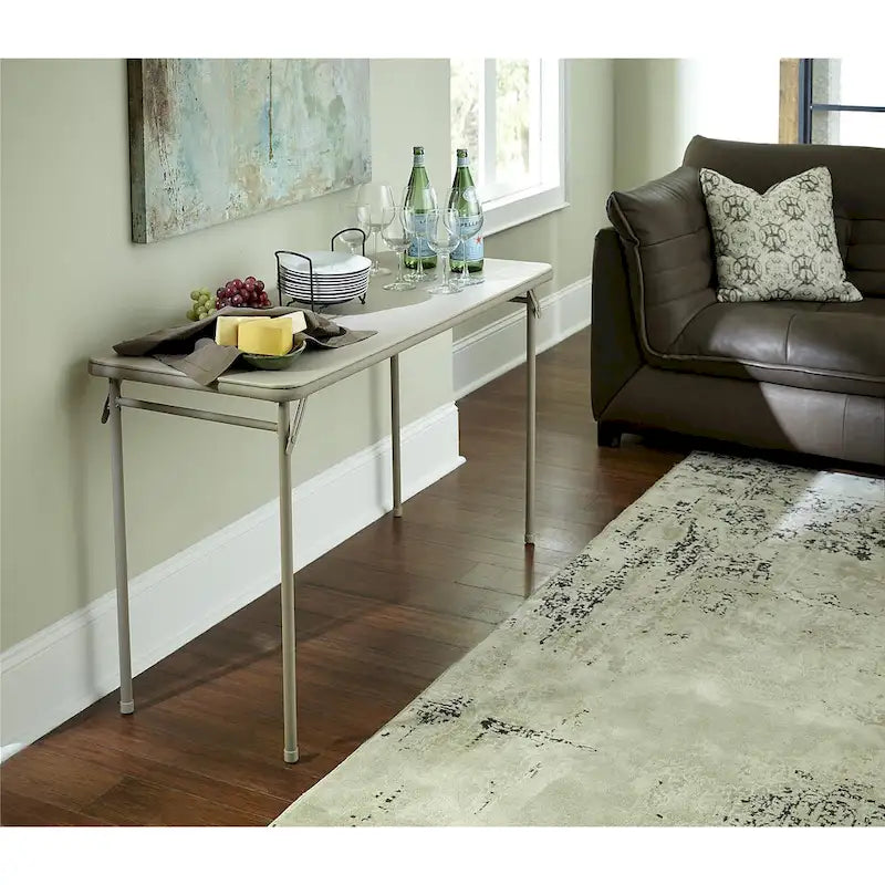 Table pliante légère avec plateau en vinyle noir de 20 x 48 pouces