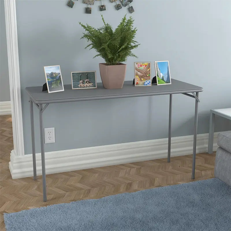 Table pliante légère avec plateau en vinyle noir de 20 x 48 pouces
