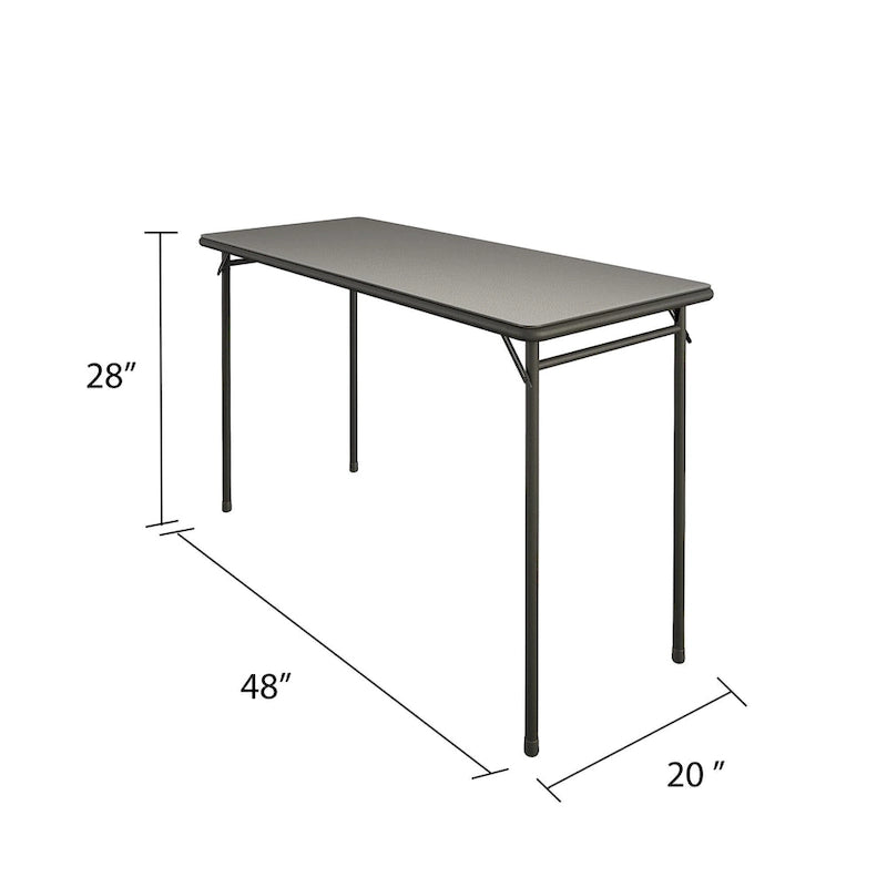 Table pliante légère avec plateau en vinyle noir de 20 x 48 pouces