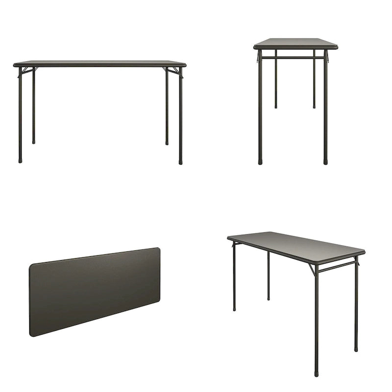 Table pliante légère avec plateau en vinyle noir de 20 x 48 pouces