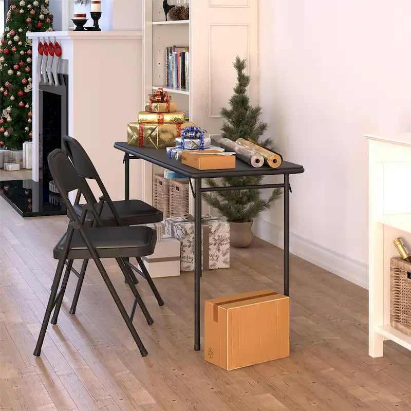 Table pliante légère avec plateau en vinyle noir de 20 x 48 pouces