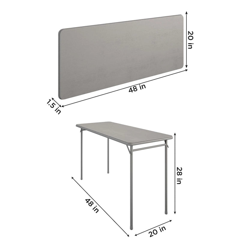 Table pliante légère avec plateau en vinyle noir de 20 x 48 pouces