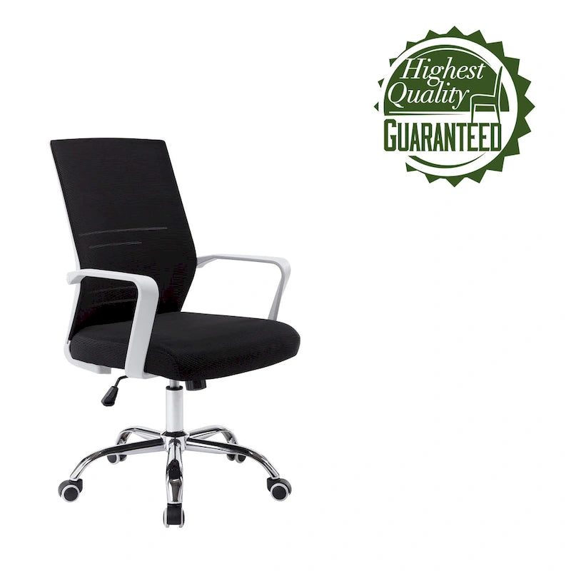 Chaise de bureau pivotante à dossier en maille avec hauteur réglable et roulettes