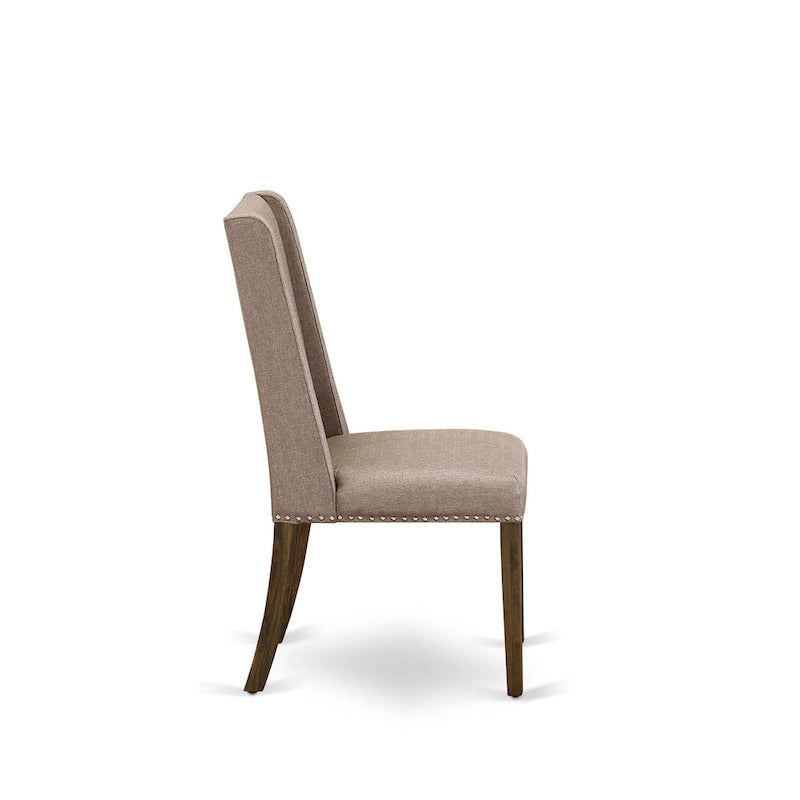 Table à manger ronde sur pied, finition jacobéenne vieillie, en bois d'hévéa, style Mid-Century Modern