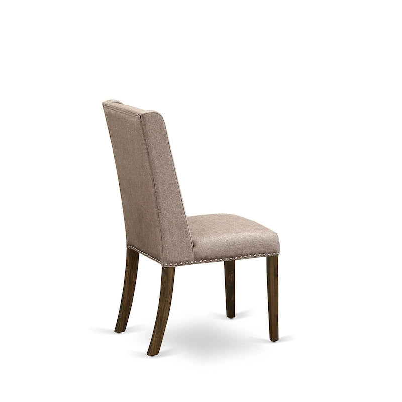 Table à manger ronde sur pied, finition jacobéenne vieillie, en bois d'hévéa, style Mid-Century Modern