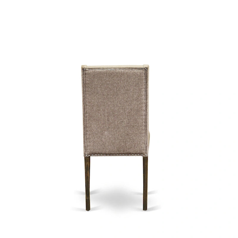 Table à manger ronde sur pied, finition jacobéenne vieillie, en bois d'hévéa, style Mid-Century Modern