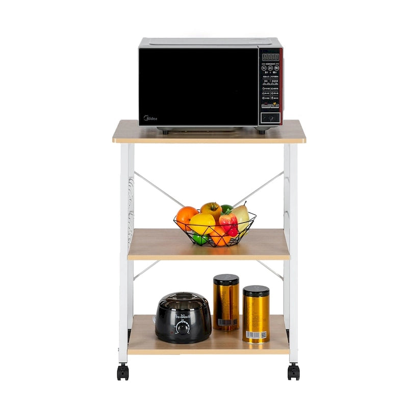 Chariot de rangement de cuisine à 3 niveaux avec roulettes pour four à micro-ondes