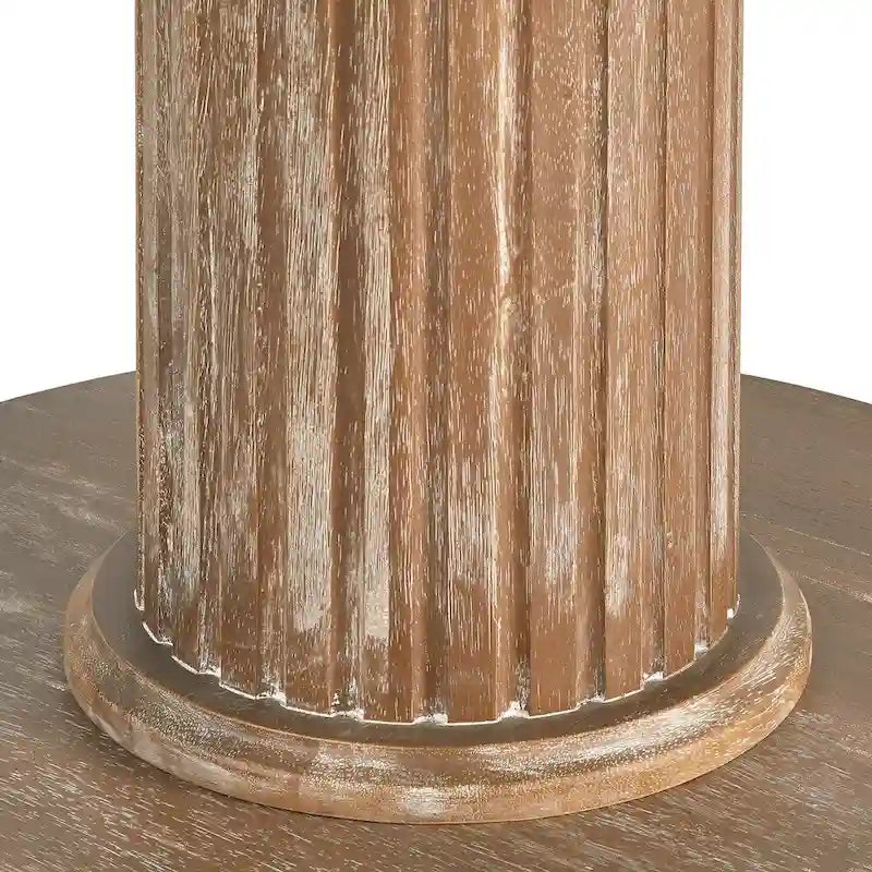 Table à manger ronde sur pied, finition bois rustique naturel recyclé