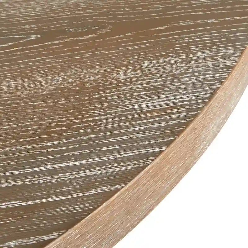 Table à manger ronde sur pied, finition bois rustique naturel recyclé