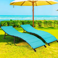 Chaise longue pliante en osier avec coussin pour patio extérieur
