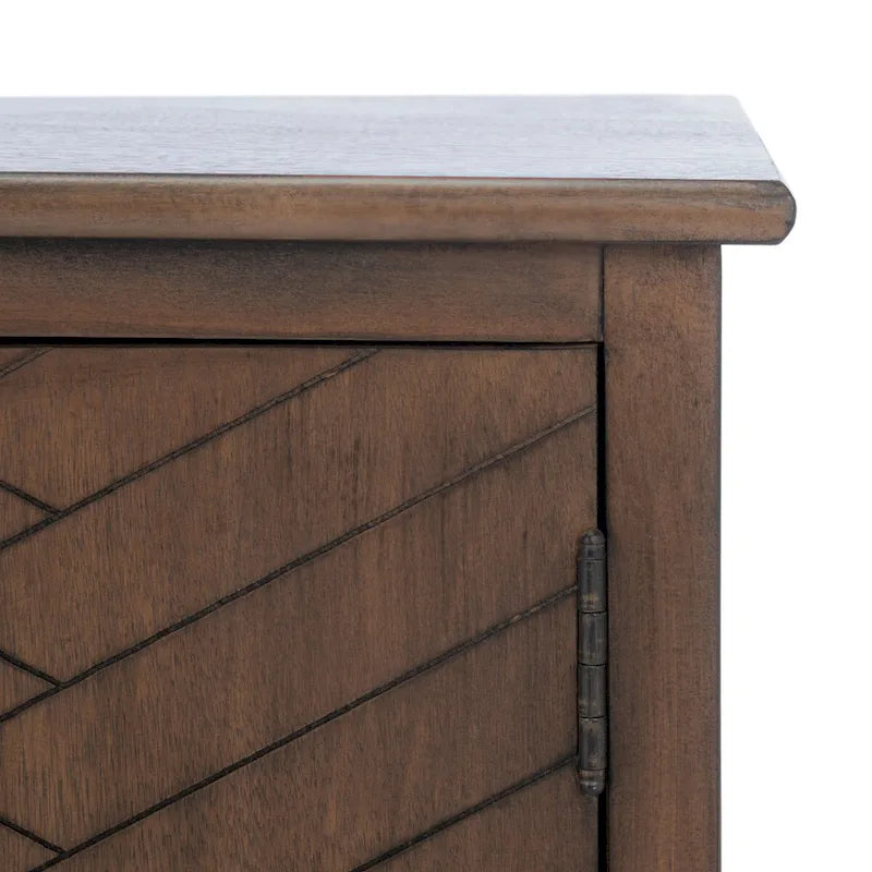 Meuble TV/multimédia de rangement à chevrons à 2 portes et 2 étagères avec pieds tournés
