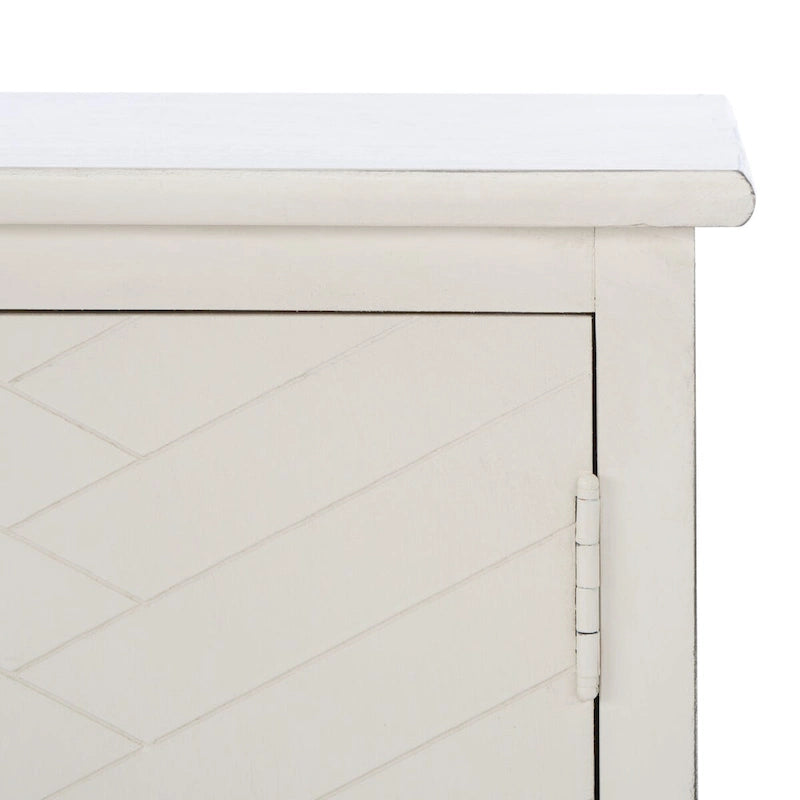 Meuble TV/multimédia de rangement à chevrons à 2 portes et 2 étagères avec pieds tournés