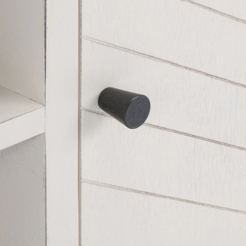 Meuble TV/multimédia de rangement à chevrons à 2 portes et 2 étagères avec pieds tournés