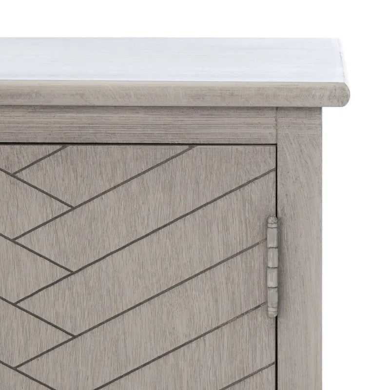 Meuble TV/multimédia de rangement à chevrons à 2 portes et 2 étagères avec pieds tournés