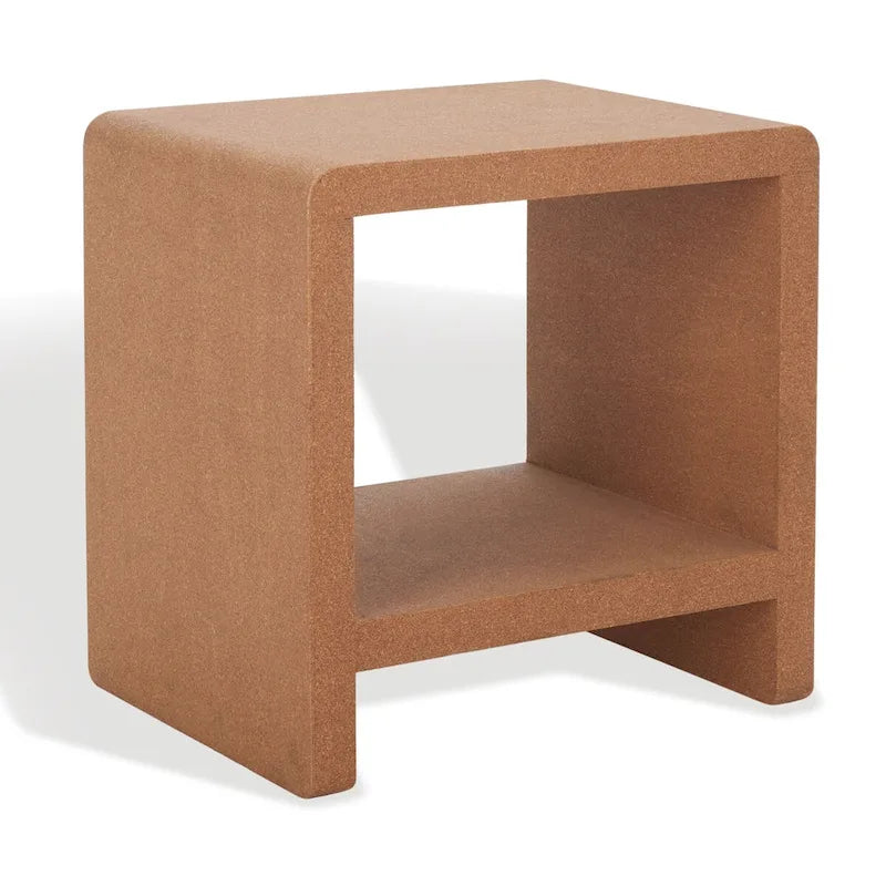 Table d'appoint Cork Waterfall avec étagère ouverte, 18L x 14P x 18H