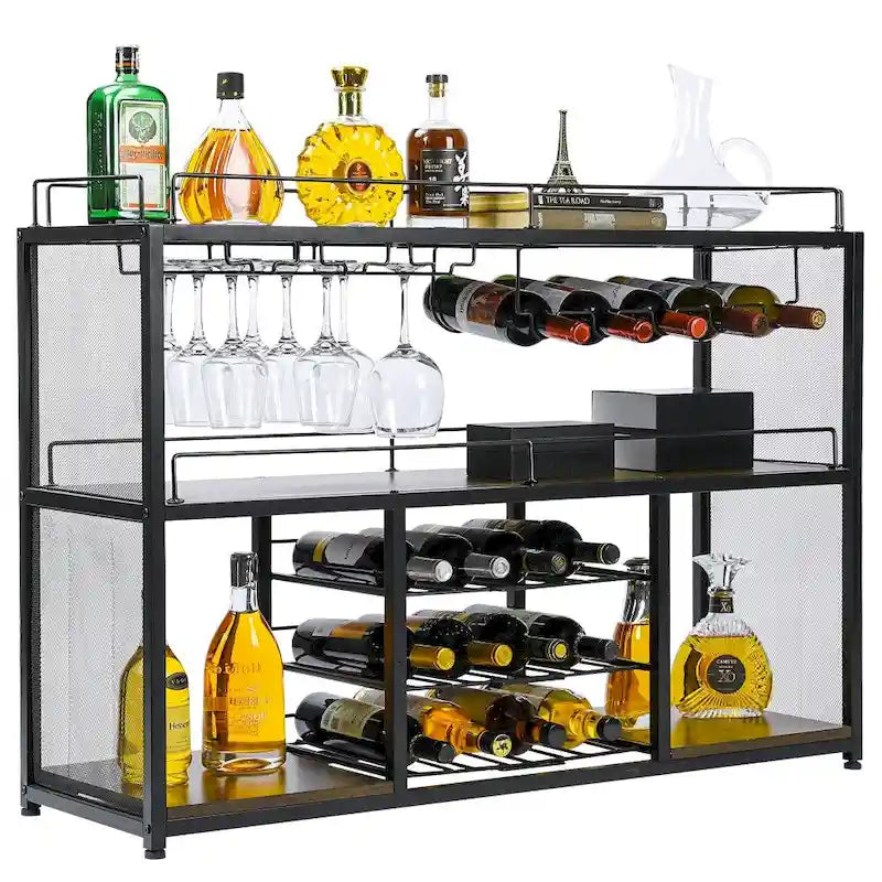 Meuble de Bar Autonome avec Porte-Verres, pour Vins, Cafés et Spiritueux
