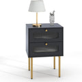 Petite table de chevet avec 2 tiroirs en verre cannelé pour chambre à coucher