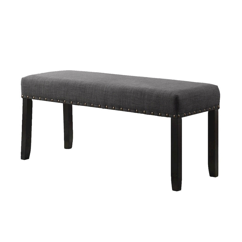 Banc de salle à manger en tissu avec clous décoratifs et cadre en bois