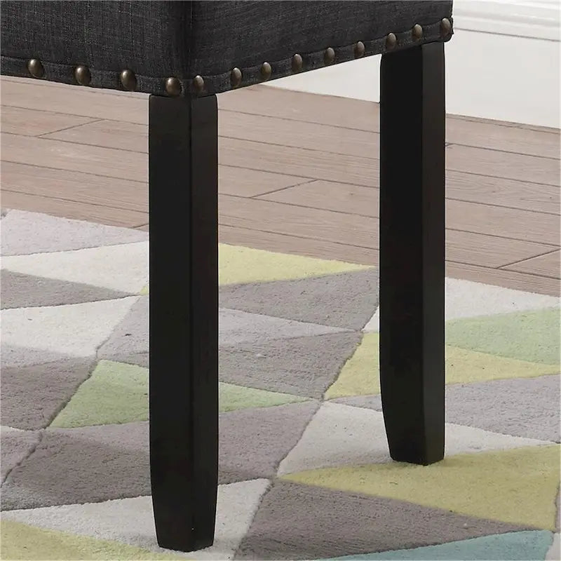 Banc de salle à manger en tissu avec clous décoratifs et cadre en bois