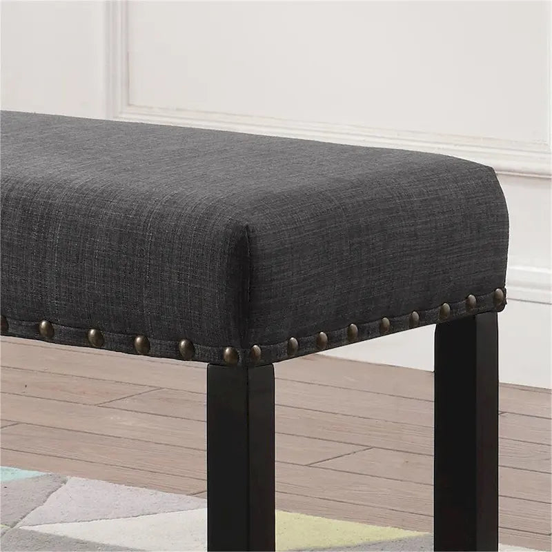 Banc de salle à manger en tissu avec clous décoratifs et cadre en bois