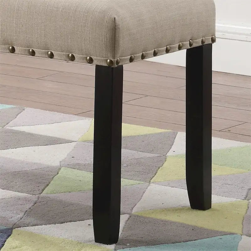 Banc de salle à manger en tissu avec clous décoratifs et cadre en bois