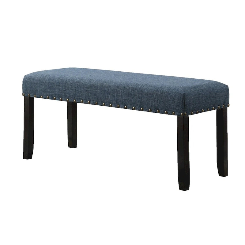 Banc de salle à manger en tissu avec clous décoratifs et cadre en bois