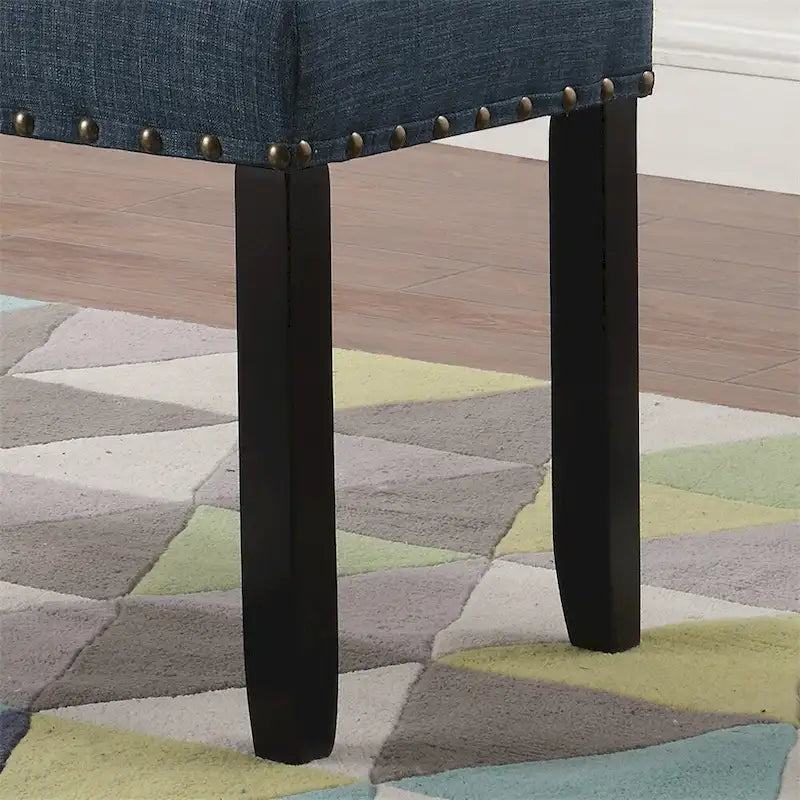 Banc de salle à manger en tissu avec clous décoratifs et cadre en bois