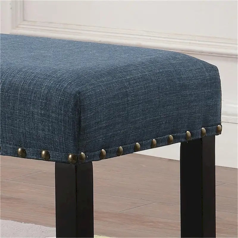 Banc de salle à manger en tissu avec clous décoratifs et cadre en bois