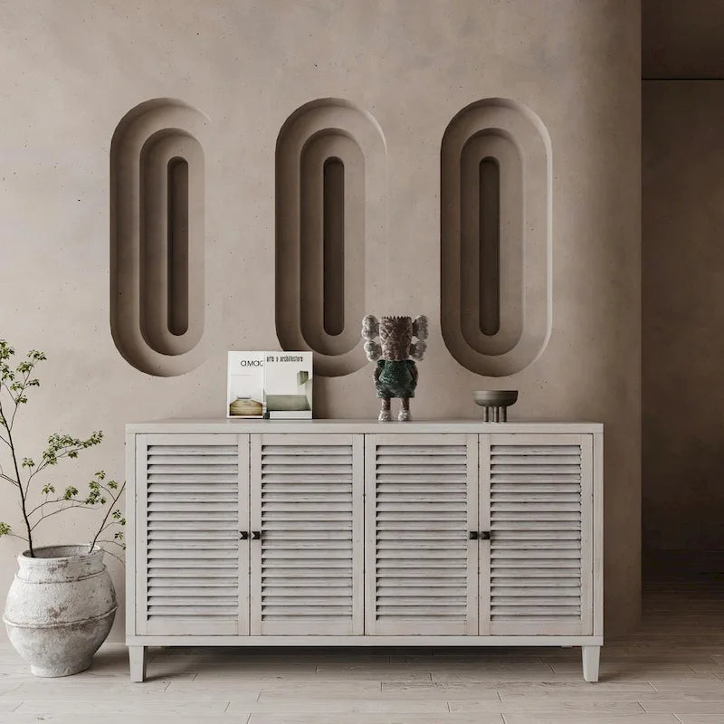 Buffet de cuisine en bois à 4 portes avec rangement