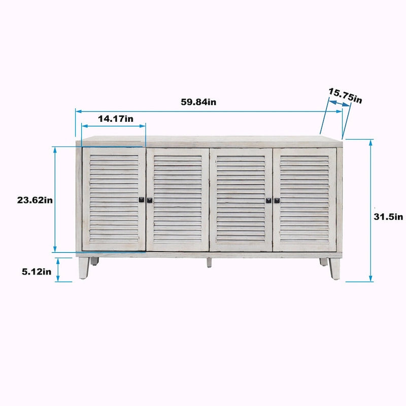 Buffet de cuisine en bois à 4 portes avec rangement