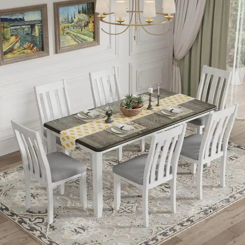 Table à manger extensible avec rallonge amovible en placage de chêne brun antique