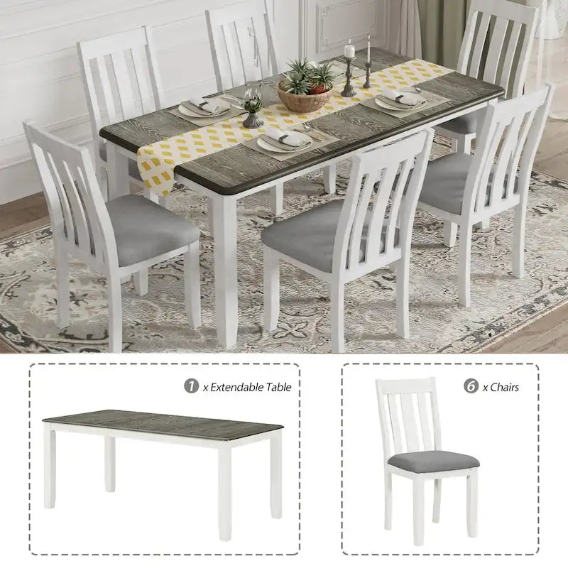 Table à manger extensible avec rallonge amovible en placage de chêne brun antique