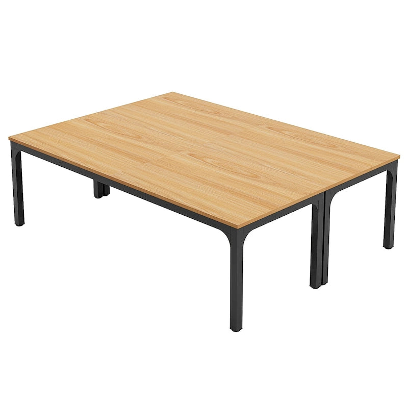 Table de conférence rectangulaire avec pieds en métal et plateau en bois composite