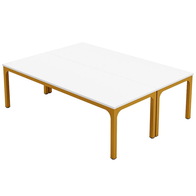 Table de conférence rectangulaire avec pieds en métal et plateau en bois composite