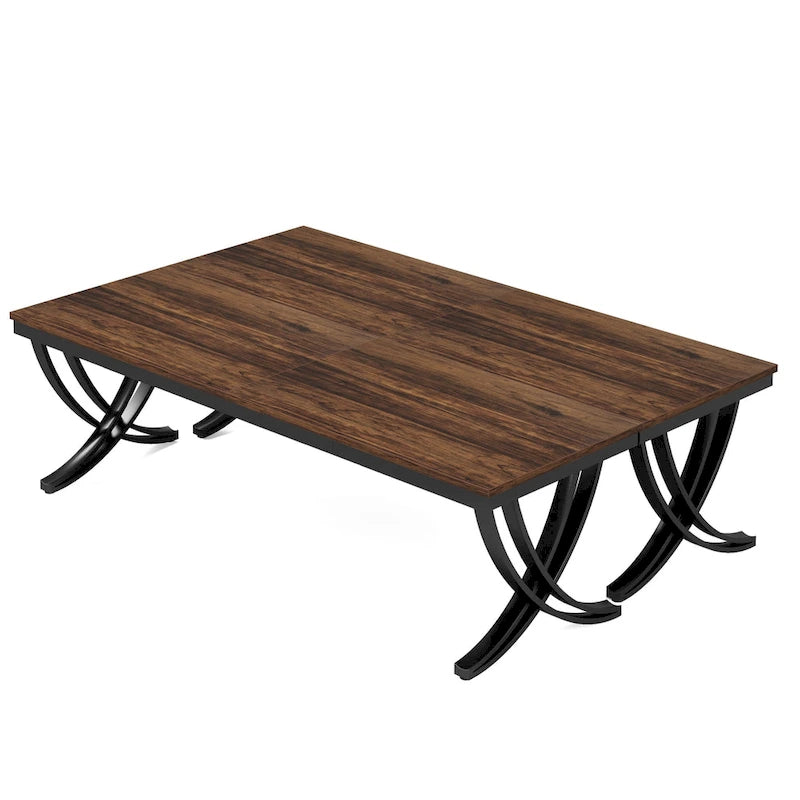 Table de conférence rectangulaire avec pieds en métal et plateau en bois composite